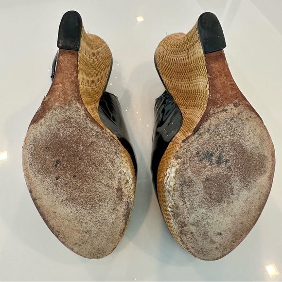 Gucci Black Patent Leather Platform Wedges - Picture 13 of 15